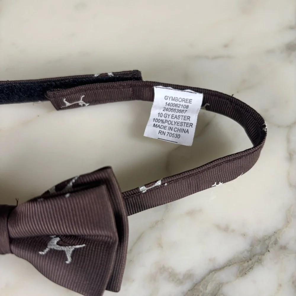 Boys Brown Dog Print Bow Tie